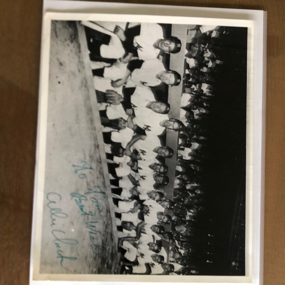 1947 Yankee Team (15 Players) Picture; Signed by Allie Clark. Incl. Joe D & Yogi